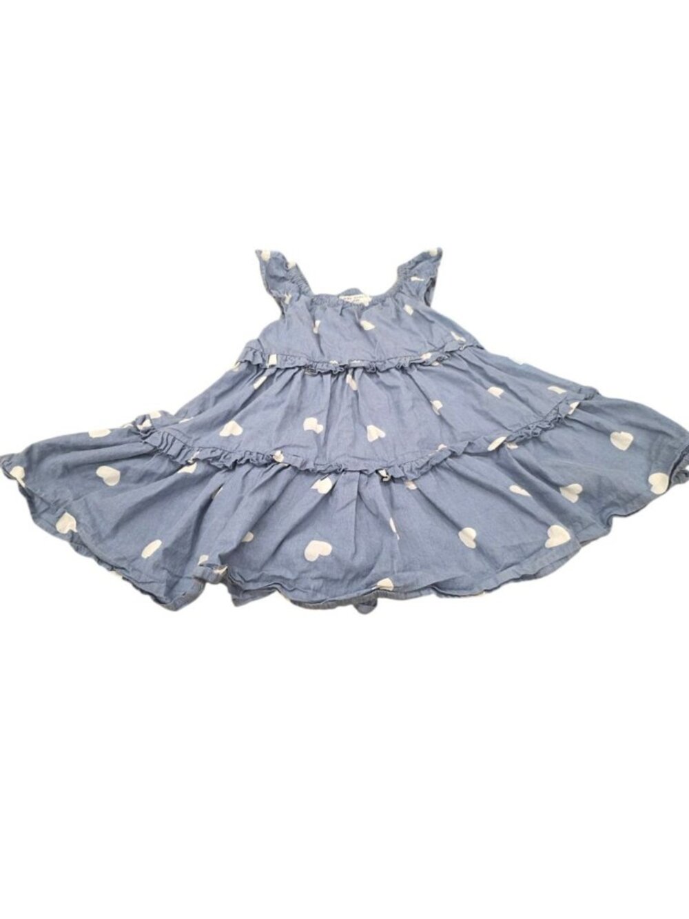 MAX STUDIO Size 2T girls spring/summer blue w/ white hearts dress